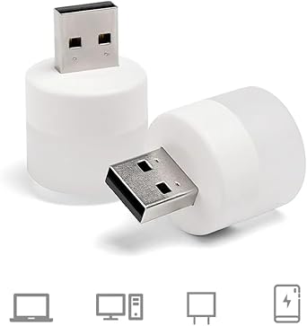USB Mini LED lambalar, okuma ışığı, USB gece lambası, mobil LED, bebek uykusu, mobil şarj lambaları için küçük yuvarlak ışıklar (4 ADET) [Enerji Sınıfı A]