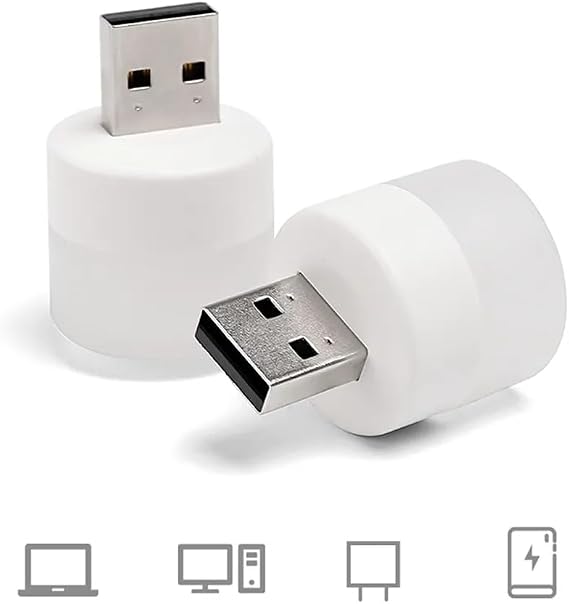 USB Mini LED lambalar, okuma ışığı, USB gece lambası, mobil LED, bebek uykusu, mobil şarj lambaları için küçük yuvarlak ışıklar (4 ADET) [Enerji Sınıfı A]