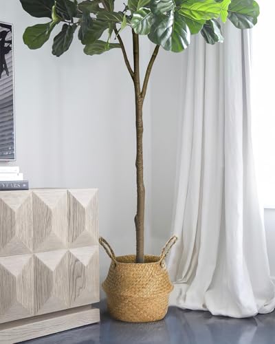 Artificial Fiddle Leaf Fig Tree 6FT - Large Fake Tree with White Planter&Basket, Tall Faux Ficus Lyrata Tree Floor Plants for Indoor Home Decor Office Living Room Housewarming Gift, 1Pack - Image 6