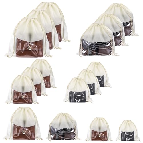 16 PCS Purse Dust Bags for Handbags Dustproof Drawstring Storage