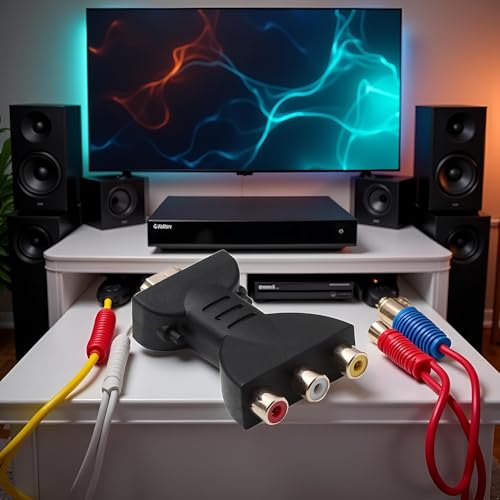 WaigN Black HDMI to RCA Adapter, HDMI Male to 3 RCA Female Converter, AV Adaptor Audio Video Adapter Converter for TV HDTV DVD, Home Audio Accessories, Video Converters