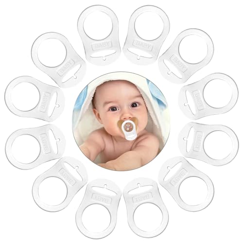 Image of 10 Pcs Baby Dummy Pacifier Holder, Soft Silicone Baby Pacifier Clips Holders, Silicone Adapter Rings Holder, Baby Nipple Rings, Pacifier Rings Infant for Baby Pacifiers (Transparent)