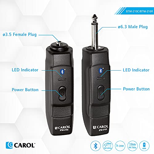 Carol Microphone Wireless System Bluetooth Wireless Transmission – Plug-On Adapter 3.5Mm And 6.3Mm For Dynamic Microphone Audio Mixer, Pa System - Btm-210R/C #TOP1