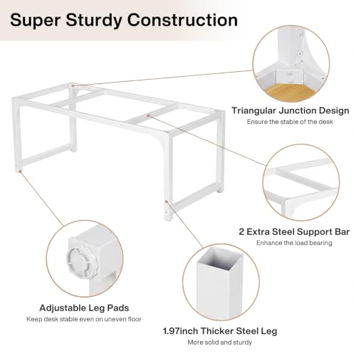 Image of Tribesigns Modern Computer Desk, 63 x 31.5 inch Large Office Desk Computer Table Study Writing Desk Workstation for Home Office, Light Walnut /White