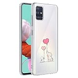 Fanxwu Compatible con Funda Samsung Galaxy A72 Caso Ultra Delgada Claro Silicona Cover Anti-Arañazos Cáscara +1* Protector de Pantalla - Elefante y Conejo