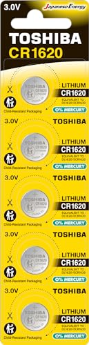 Toshiba Lithium Coin Batteries – Coin Battery Packs - Lithium 3v Coin Battery Long Life – Button Cell Batteries for Watches, Keyfobs, Scales & More - CR1620 - Pack of 5