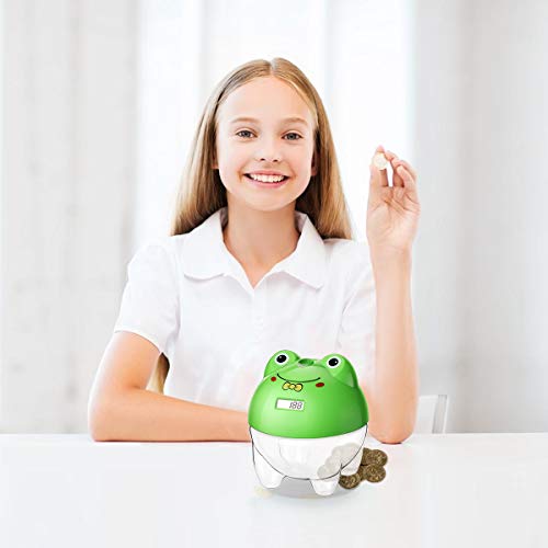 Younion Piggy Bank, Digital Coin Bank for Kids, Counting Money Jar, Automatic Coin Counter Totals All U.S. Coins, Money Saving Jar with LCD Display, Green - Thumbnail 2