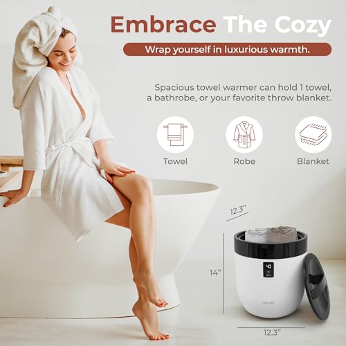 SereneLife Custom Scented Bucket Warmer for Spa & Bathroom – 20/40/60/90 Min Timer, Fits 1 Large Towel or Blanket (Black)