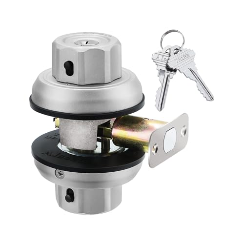 EASILOK Deadbolt Lock E4 Twist-to-Lock Front Door Lock Keyless Heavy Duty Single Cylinder Deadbolt High Security with Unpickable Night Latch &Anti-Mislock Button, Zinc Alloy, Silver