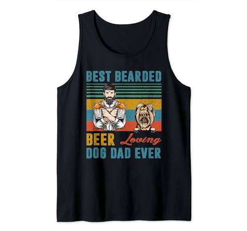 Best Bearded Beer Loving Dog Dad Ever Yorkshire Terrier Camiseta sin Mangas