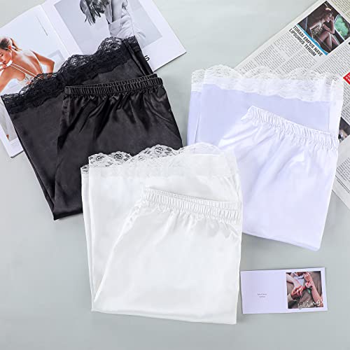 Eurzom Pettipants 3 Packs Lace Bloomer Pettipant Slip For Women Half Slips Shorts For Under Dresses Skirt (Black, White, Xl) #TOP5