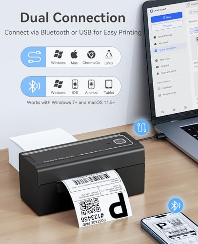 Bluetooth Thermal Shipping Label Printer, Wireless 4x6 Shipping Label Printer for Packages, High-Speed Thermal Printer Compatible with Android, iOS & Windows for Amazon, Ebay, Shopify, USPS - Image 3