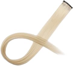 CADENZA HAIR Real Human Hair One Clip Hair Extension Strand Lightweight Clip-on Hair Highligts Streaks Color Blonde (8inch)