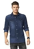  bruno banani Herren Langarm Jeanshemd Jeans Hemd Blue Used L