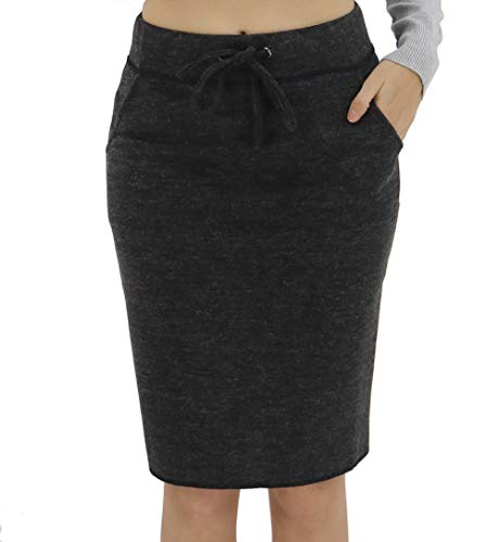 BENANCY Women s High Waist Stretch Pencil Skirt with Pockets Black M