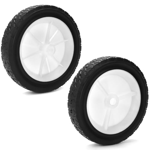 QWORK® 2 x Gummi Laufrad - Raddurchmesser 175mm, Breite 36mm, Achslochdurchmesser 12,7mm, Tragfähigkeit 70kg -Ersatz Rad für Rasenmäher Grillwagen Bollerwagen (7 x 1,5 Zoll) – Bild 3