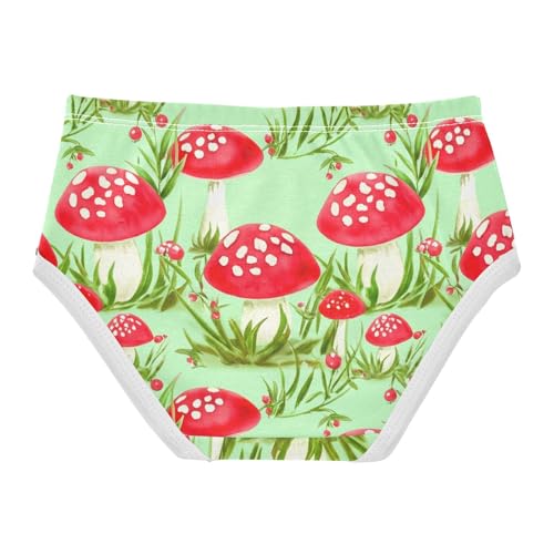 Red Mushrooms Green Toddler Underwear Custom 2t Cotton Little Girl Panties Fun Print Briefs Undies Kids2