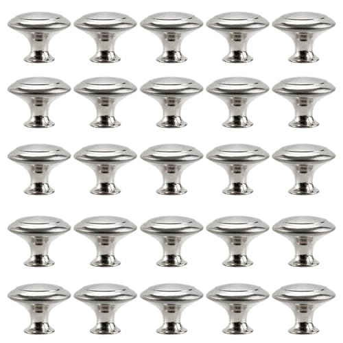 OXOLAMRIN Manija de cristal para puerta,pomos para armarios, Pomos for armarios de acero inoxidable plateado, 29,5 mm diámetro, paquetes múltiples(25pcs)