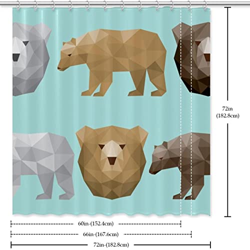 Rideau de douche ours polygonaux 168x183 grand format déco