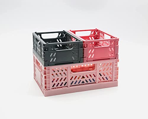 Chloe Emily & Co Stylish Stackable Storage Bins | Sets Plastic Sturdy Foldable Storage Crates For Office, Pantry, Bathroom & Kitchen Organization (Yellow, Medium) #TOP4