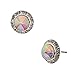 Topwholesalejewel Silver Plating Aurora Borealis 12mm Rhondelle Stud Earrings