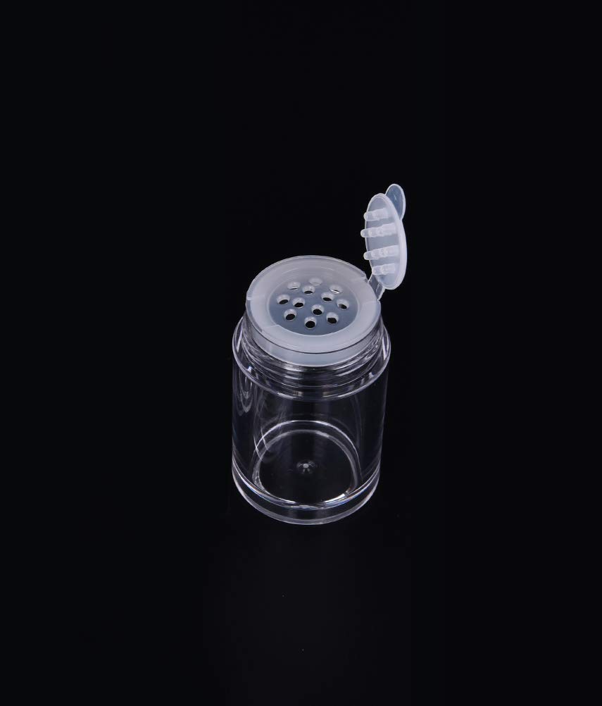 6 Pcs Plastic Loose Powder Jar 10g Clear Refillable Face Powder Case Cosmetic Sample Pots Bottles Eyeshow Powder Box Concealer Powder Sifter Container with 12 Holes (black lid)