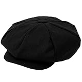 Men's 100% Winter Wool Super Oversized Newsboy Drivers Cabby Cap Hat XL (Black)