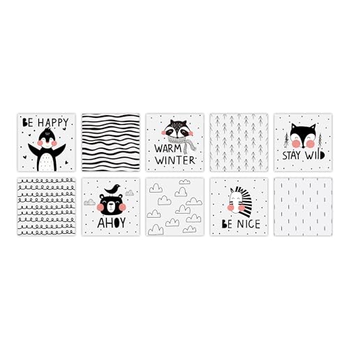 Azulejos Adhesivos Cocina 10x10 cm Pingüino Negro Rayado Vinilos Baño Azulejos Impermeable Azulejos Adhesivos Baño Vinilo Pared Decoración de Muebles Azulejos Adhesivos (10 Piezas)