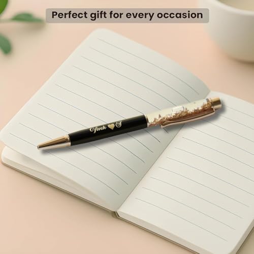 Image of Personalized Pen with Name Engraved I Metal Classy Customized Roller Ball Pens I Comfortable to Hold & Write I Gift for Men & Women Birthday Corporate Gifting (Gold Flake Pen)