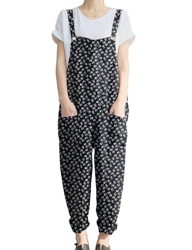 KMAZN Overol largo de algodón holgado para mujer, estilo informal, talla grande, 0-overall-typ2-320, Medium