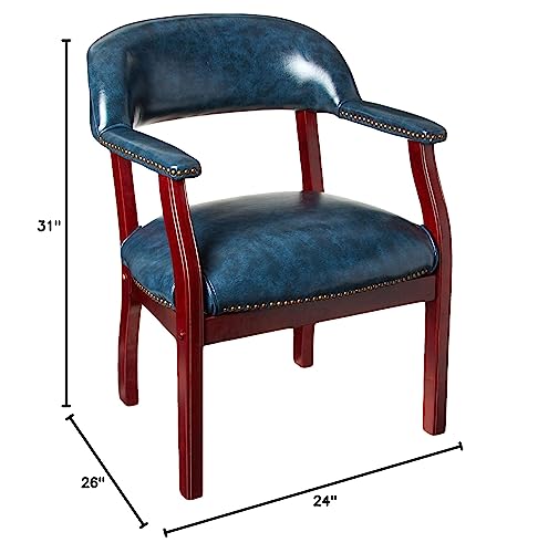 Boss Office Products Ivy Leauge Vinyl Executive Catain's Chair In Blue #TOP6