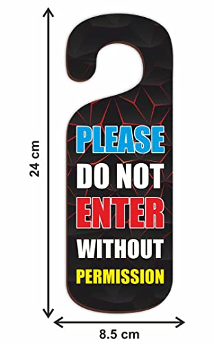 Image of CVANU Please Do Not Enter Without Permission Wooden Door Sign Hanger Size(24cm x 8.5cm) cv76