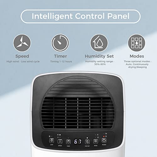 Image of Antarctic Star Dehumidifier 269 sq. ft 24 Pint Auto or Manual Drainage, Air Filters, 3 Different Modes, Auto Defrosting Low noise LED display with a Remote 12 hr Timer Suitable for Basements, Living Room, Bedroom, Office and Large Room
