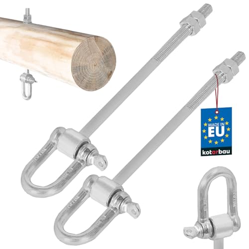 KOTARBAU® Juego de 2 Ganchos M12 x 190 mm Gancho para Columpio Jardin Sillas Colgantes Hamaca Jardin Gancho para Colgar con Grillete y Perno Fijación de Pernos Galvanizado