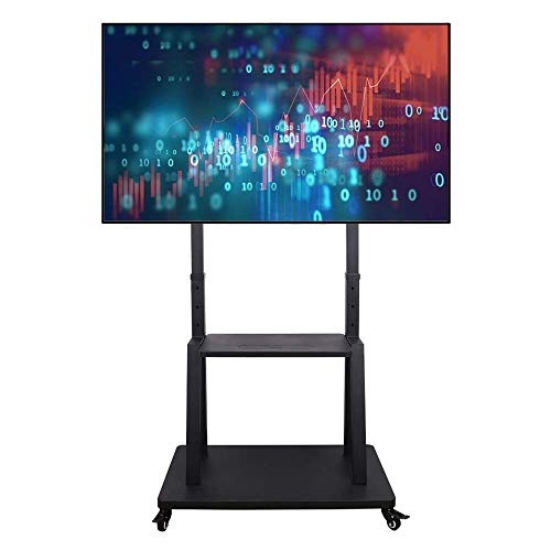 UNHO TV Ständer mit Rollen, TV Standfuss Universal Mobil Wagen, Höhenverstellbar Extra Stabil Fernsehständer Halterung Fernsehtisch mit AV-Ablagen für 32u0096100,VESA 800x600mm,bis Max 80kg