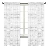 Sweet Jojo Designs Grey and White Boho Tribal Window Treatment Panels Curtains for Gray Woodland Forest Friends Collection - Set of 2