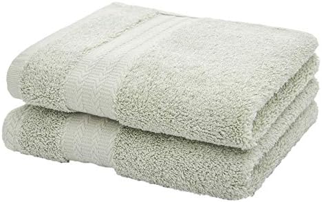 Leisofter Ultra Thick, Soft & Absorbent Cotton Hand Towels for Bathroom(Green, 2-Pack, 14" x 29") - Multipurpose Towels for Bath, Gym and Spa with Hanging Loop