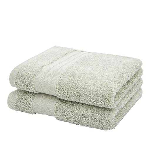 Leisofter Ultra Thick, Soft & Absorbent Cotton Hand Towels for Bathroom(Green, 2-Pack, 14" x 29") - Multipurpose Towels for Bath, Gym and Spa with Hanging Loop