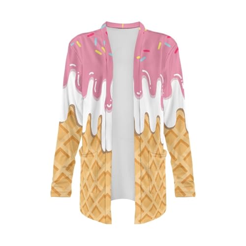 Image of Womens Open Fron Cardigan Sweaters Long Sleeve Oversized Casual Tops Loose Lightweight Daily Coats with Pockets