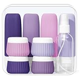 Maoweni Travel Bottles for Toiletries-9 Pack Silicone Travel Bottles Leak-Proof TSA Approved Refillable Containers for Toiletries with Clear Waterproof Bag for Shampoo Conditioner Lotion(Grape Purple)