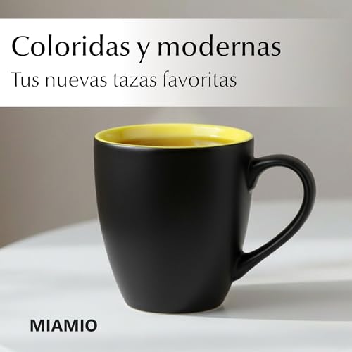 Miniatura 3 de Miamio - 6 X 350 Ml Juego De Taza De Café Copa De Desayuno - Le Papillon Colección Negro-Multicolor