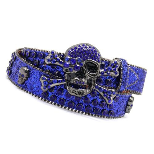 Ceinture en cuir réglable strass style motard avec rivets pour jean homme femme