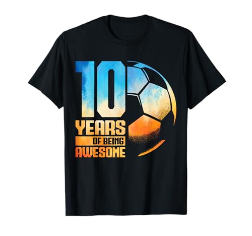 10th Birthday Boy Girl Soccer Player Football 10 Years Old T-Shirt