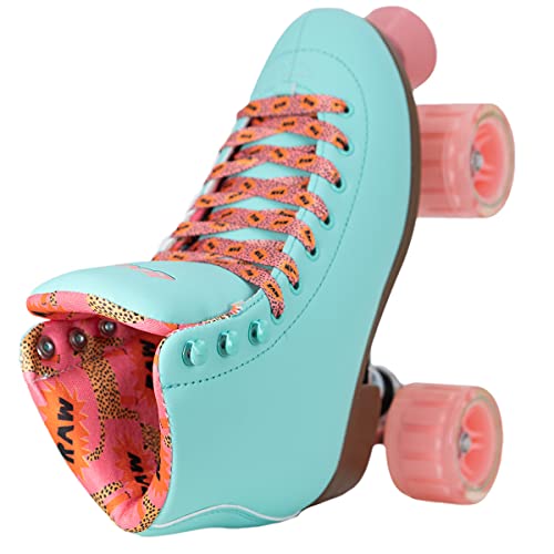 Lenexa Savanna Roller Skates for Ladies - Indoor/Outdoor Quad Skates for Women and Girls (Teal, Ladies 8)