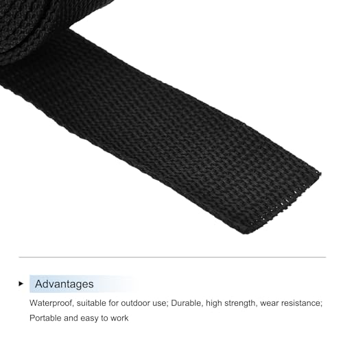 Image of MECCANIXITY Lightweight Polypropylene Webbing Strap 1 inch 10 Yard Backpack Strapping Band Black for Outdoor Luggage Cargo Straps