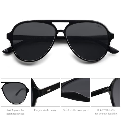 Image of SOJOS Classic Polarized Aviator Sunglasses for Women Men, Retro Trendy Aviators Shades SJ2201