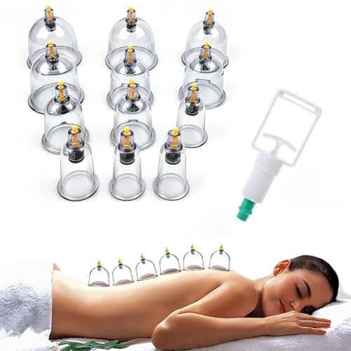 Image of HIJAMA Cupping Kit 12 Pcs Vacuum Cupping Set for Health Care Portable Body Relaxation Massage and Manual Therapy Cups for Pain Relief Magnetic Traditional Chinese Therapy Cupping