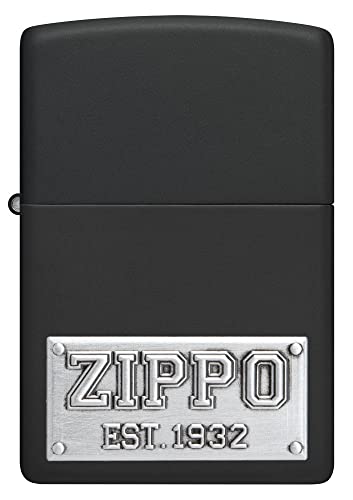 Image of Zippo Zippo License Plate Black Matte Windproof Pocket Fuel Refillable Lighter, BIS Certified