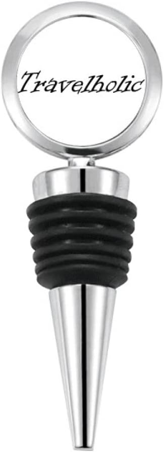 Stylish Word Travelholic Art Deco Fashion Bottle Stopper Stainless Steel Rubber Reusable