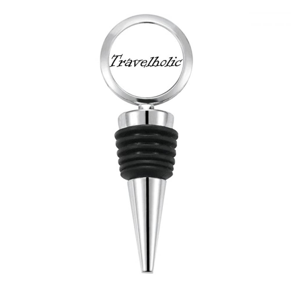 Stylish Word Travelholic Art Deco Fashion Bottle Stopper Stainless Steel Rubber Reusable
